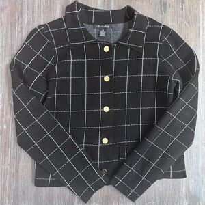 A Love Story Black Tailored Windowpane Blazer Modern Cropped Fit PM